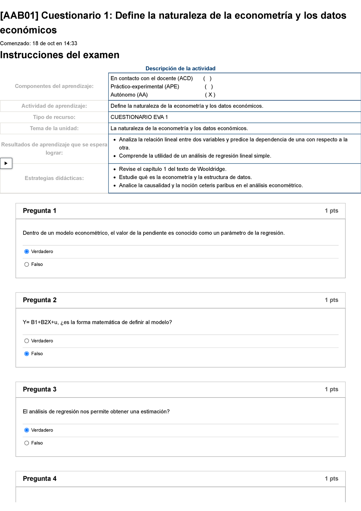 Examen [AAB01] Cuestionario 1 Define La Naturaleza De La Econometría Y ...