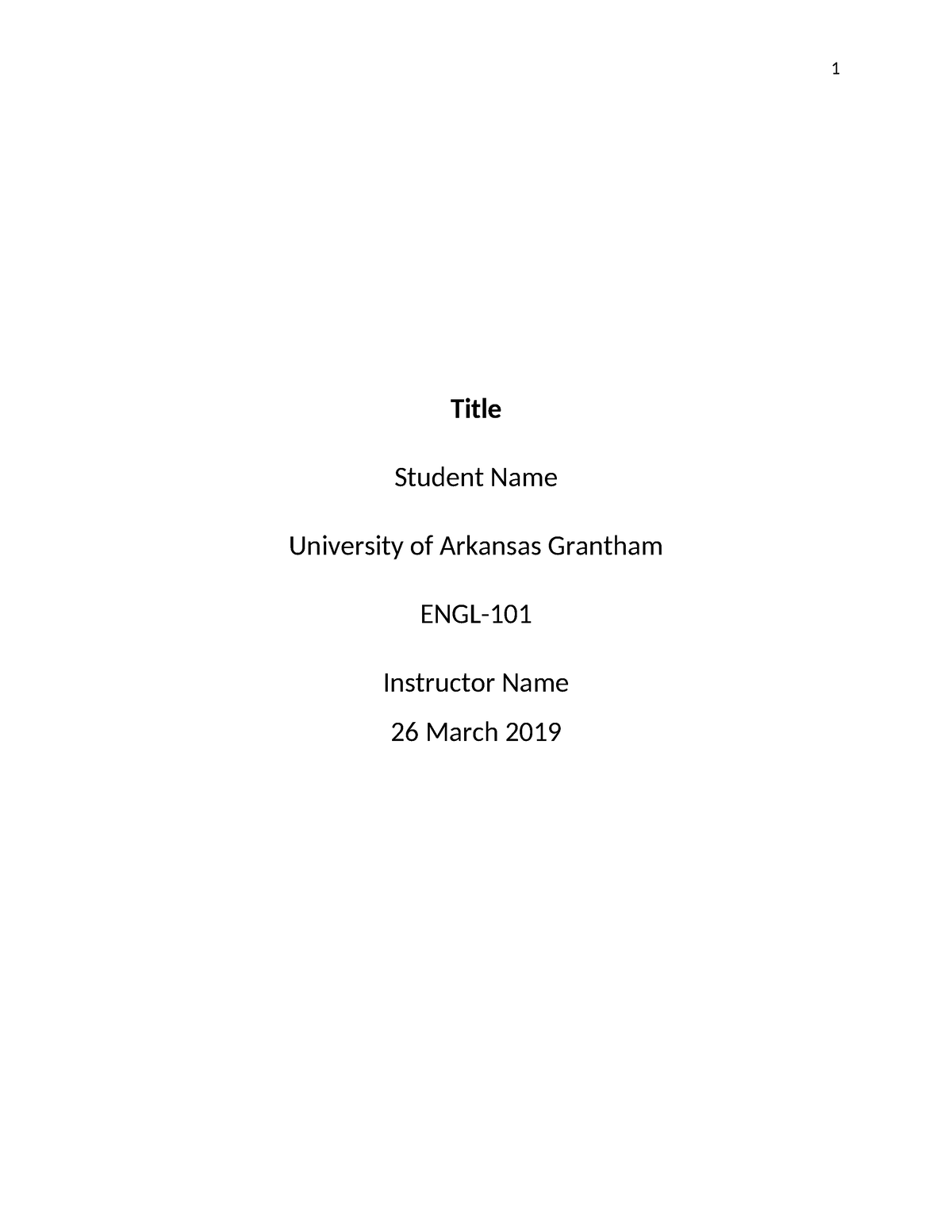 Article Review Sample Updated - 1 Title Student Name University Of 