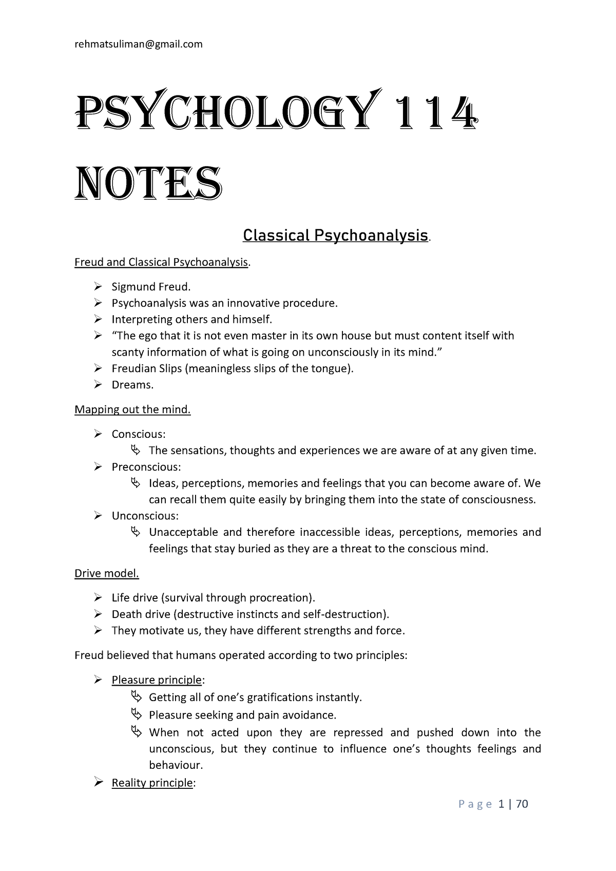 New Psychology 114 FULL Notes[ 654] (1ST YEAR) - Psychology 114 Notes ...