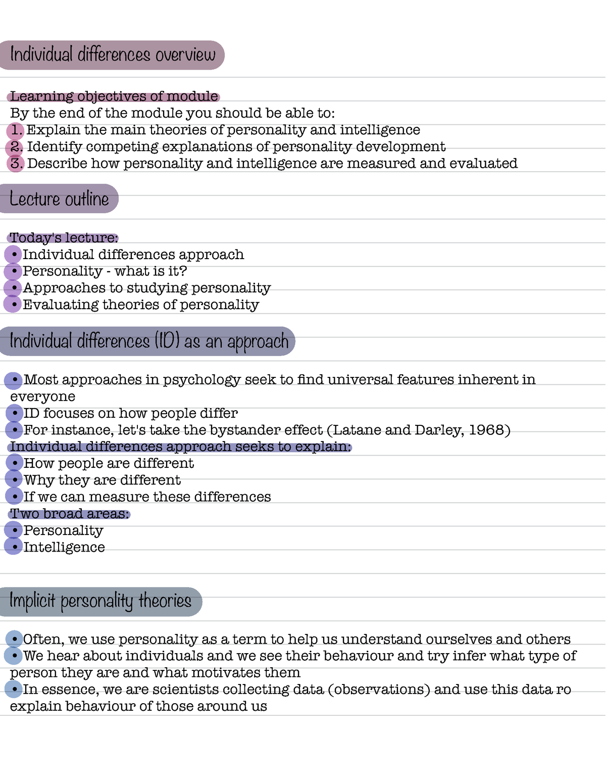 Lecture 1- An Introduction To Individual Differences In Psychology ...