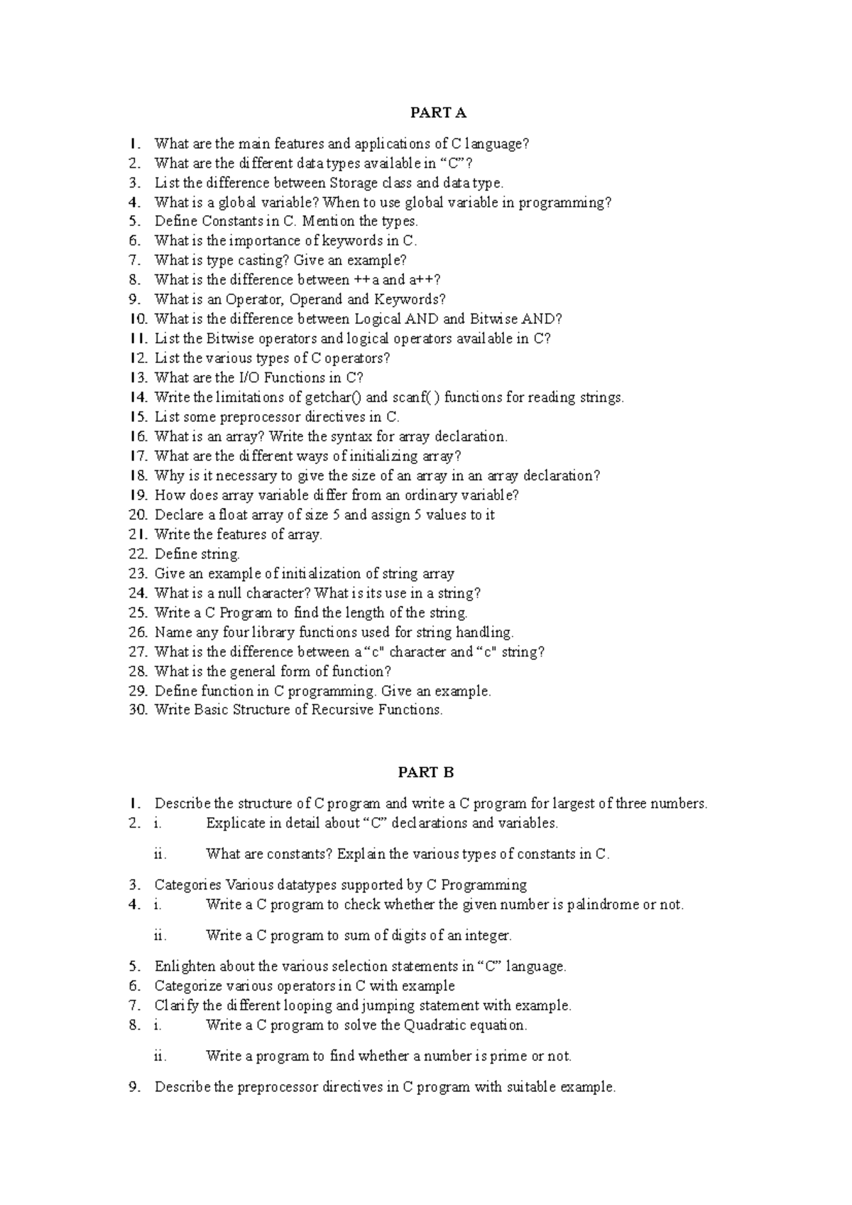 Model 1 Important Question - PART A What are the main features and ...