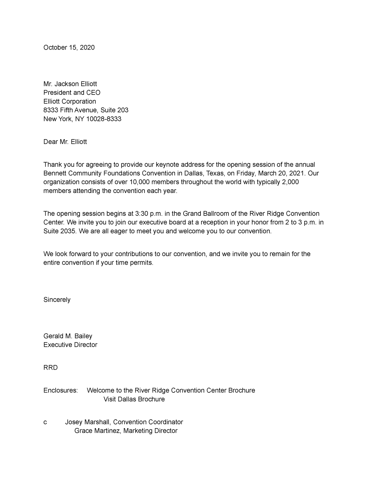 Learning Letter - October 15, 2020 Mr. Jackson Elliott President and ...