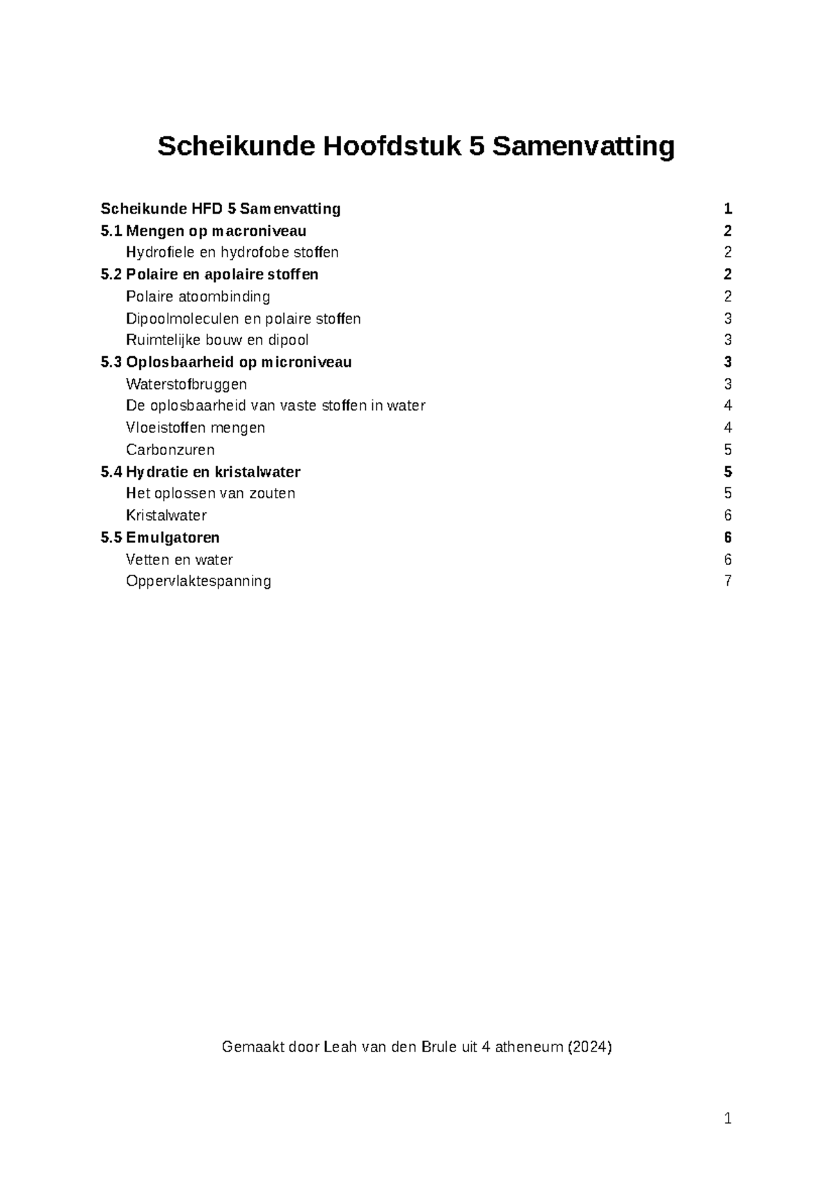 Scheikunde HFD 5 Samenvatting - Google Documenten - Scheikunde ...