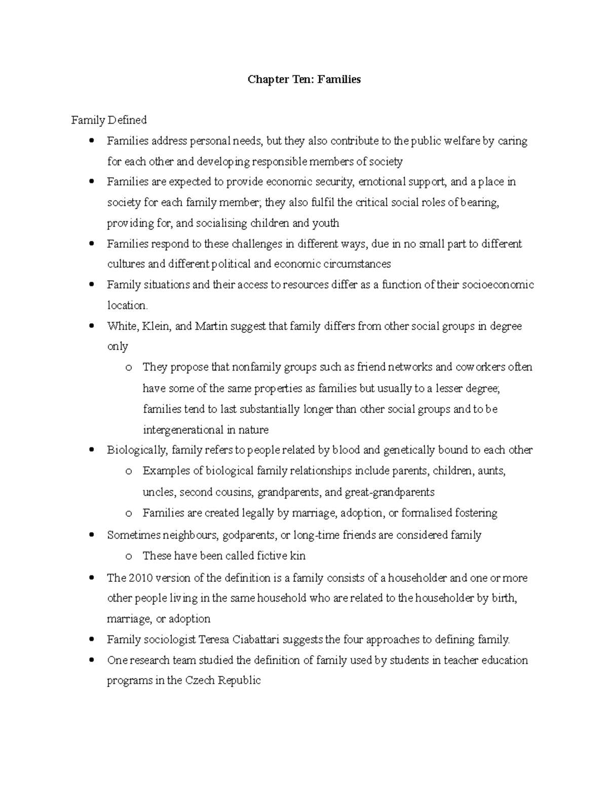 Chapter Ten Families - Emily Shorey - Chapter Ten: Families Family ...