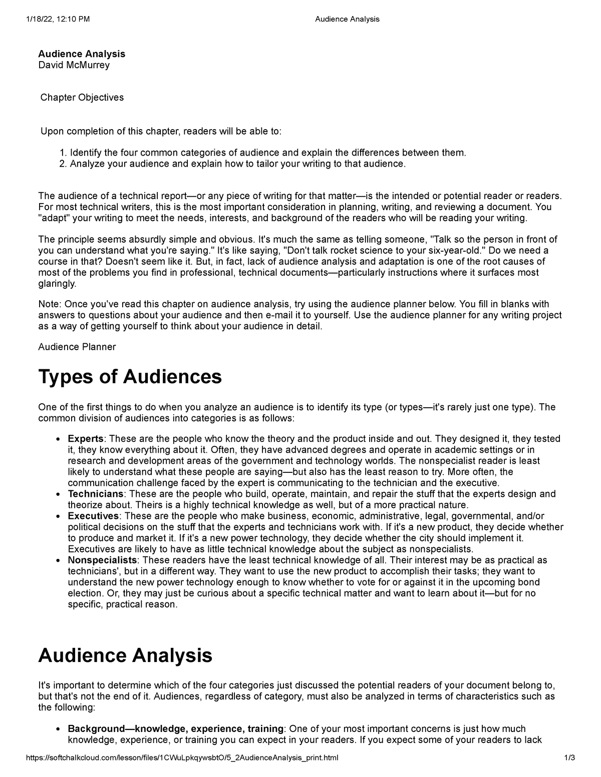 audience analysis essay example