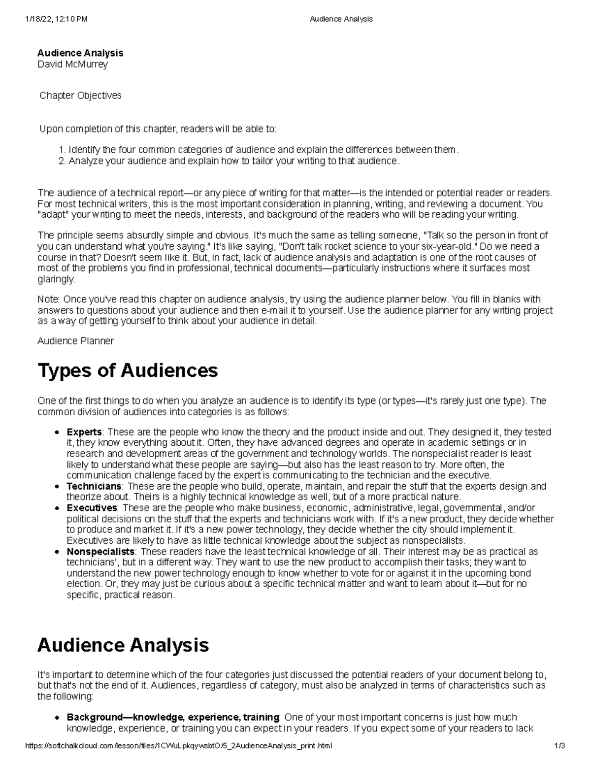 audience analysis essay example