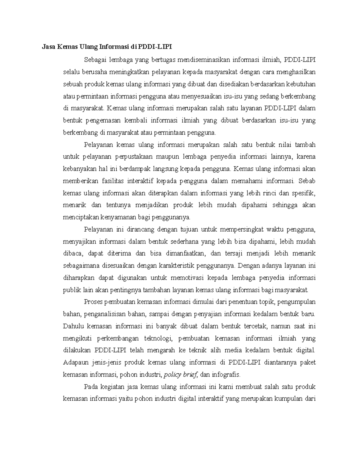 Jasa Kemas Ulang Informasi di PDDI LIPI - Jasa Kemas Ulang Informasi di ...