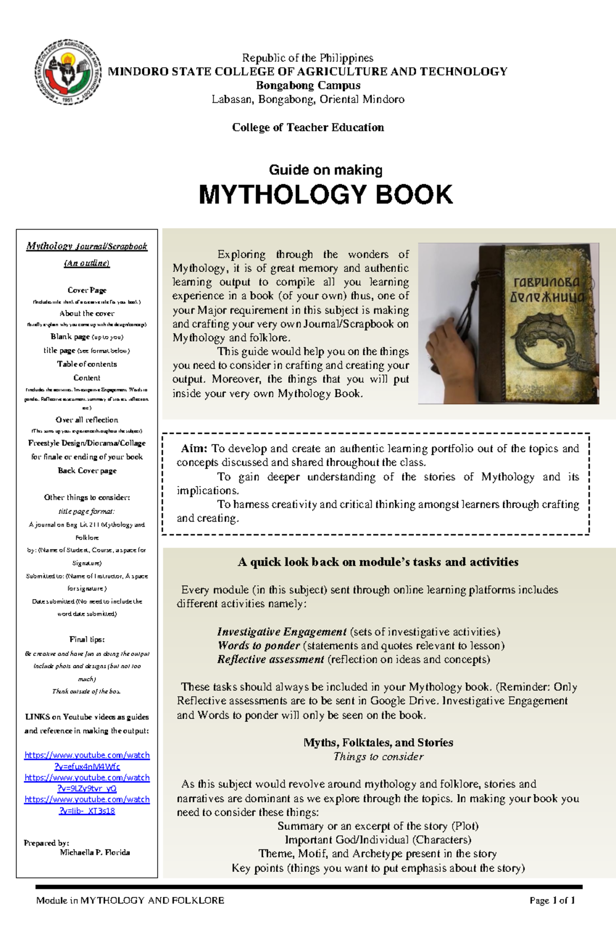 Guide On Mythology Book - Module In MYTHOLOGY AND FOLKLORE Page 1 Of 1 ...