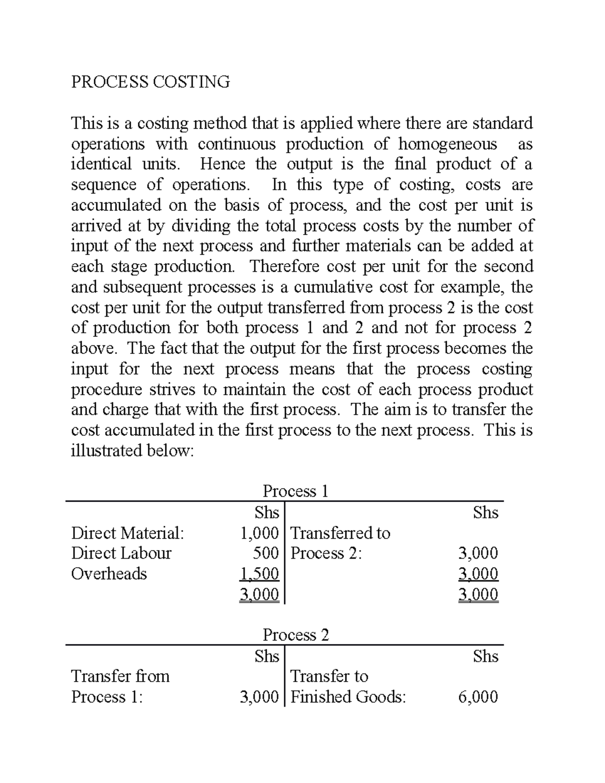 process costing research paper