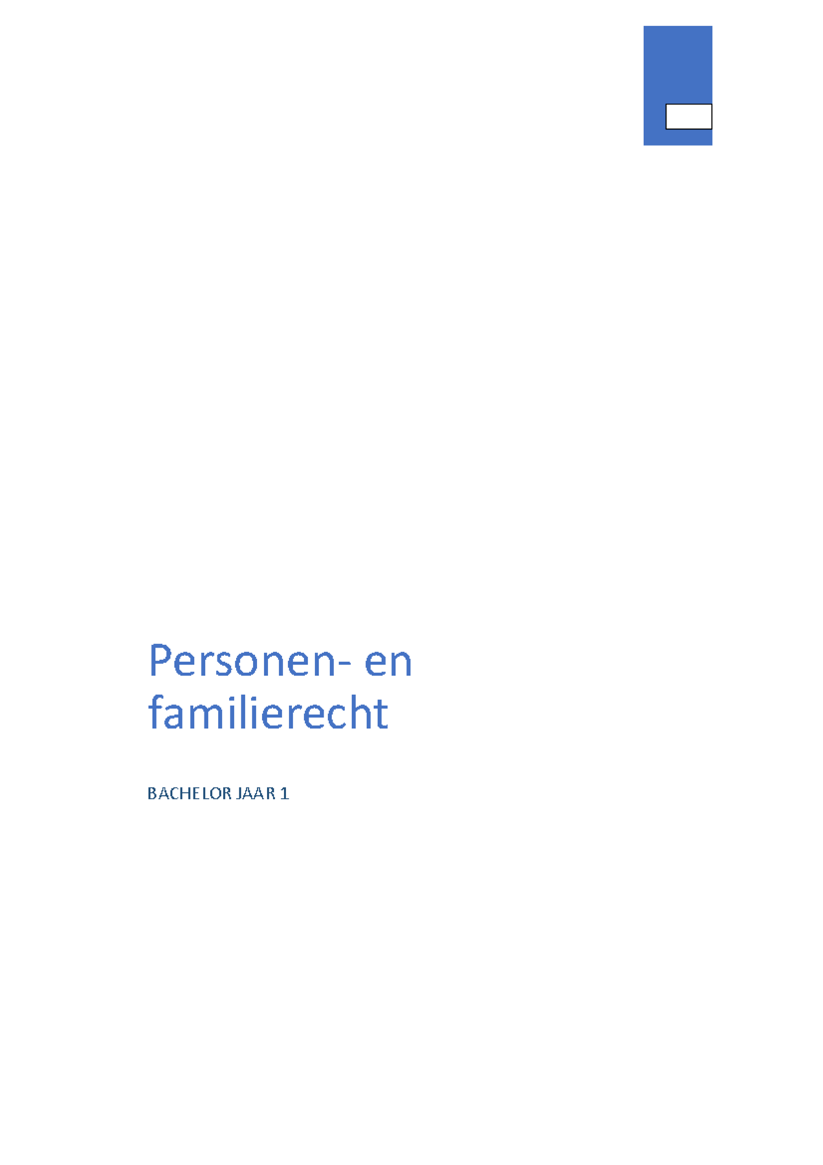 Personen- En Familierecht - Personen- En Familierecht BACHELOR JAAR 1 ...