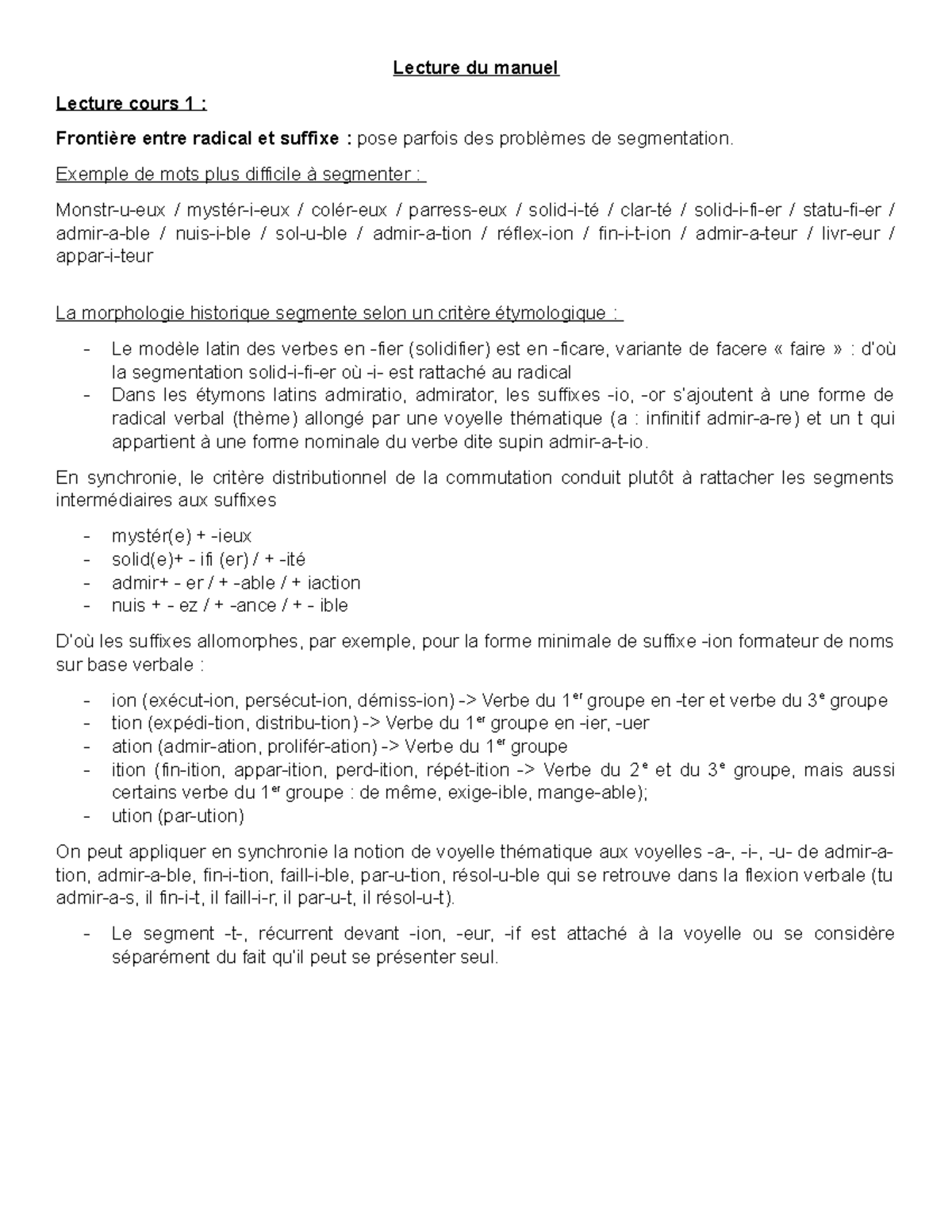 Lecture du manuel - Notes de cours 1-5 - Lecture du manuel Lecture ...