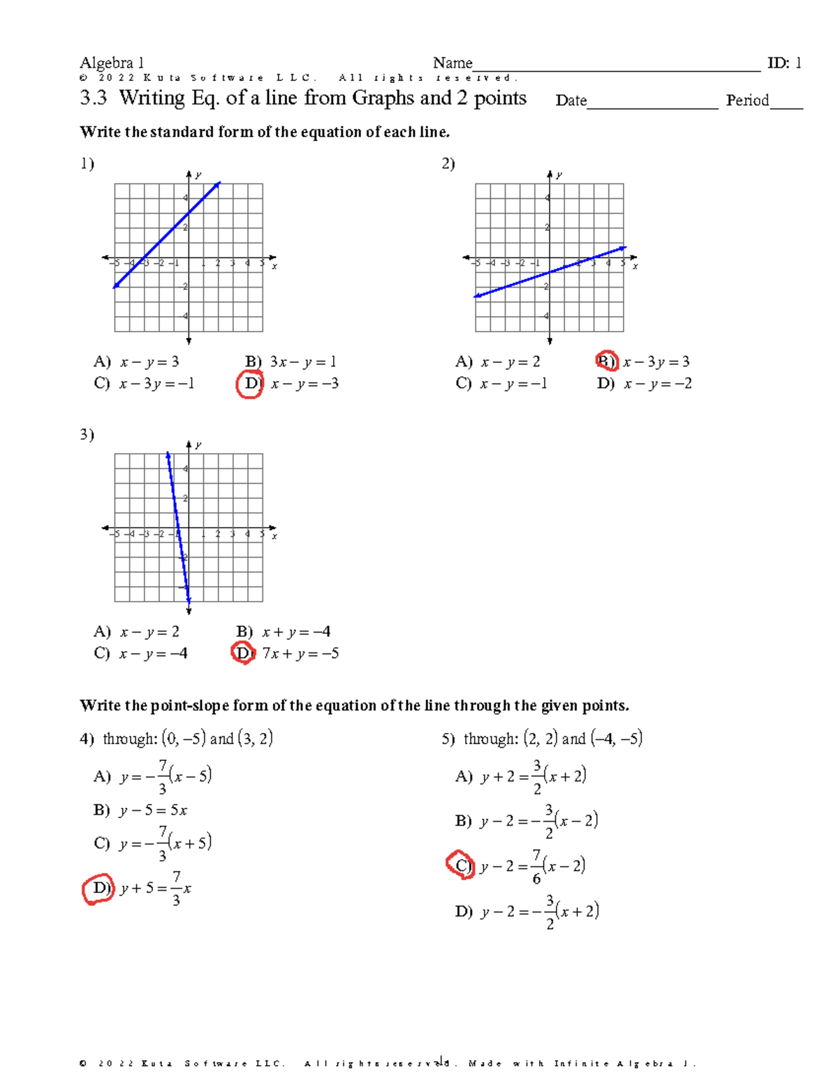 Writing Eq. of a line from Graphs and 2 points a - ©K h 2 E 0 W 2 v 2 n ...