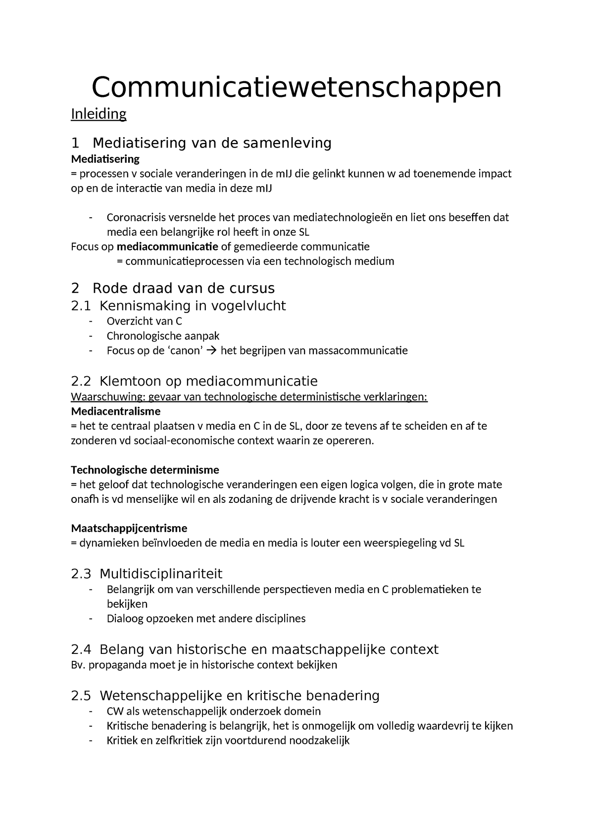 SAMV CW (inleiding) - Samenvatting Communicatiewetenschap ...