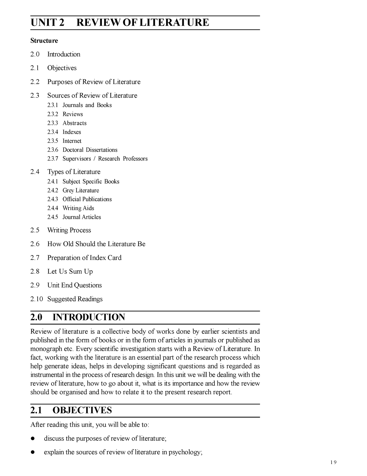 objectives of literature review pdf