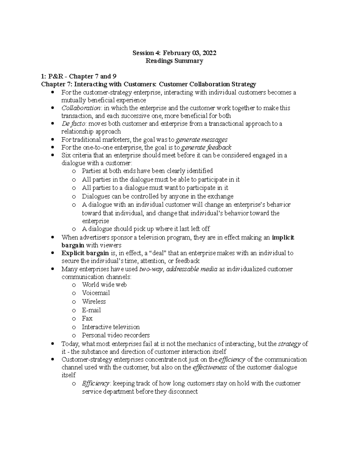Session 4 - Textbook Readings Assigned Notes - Session 4: February 03 ...