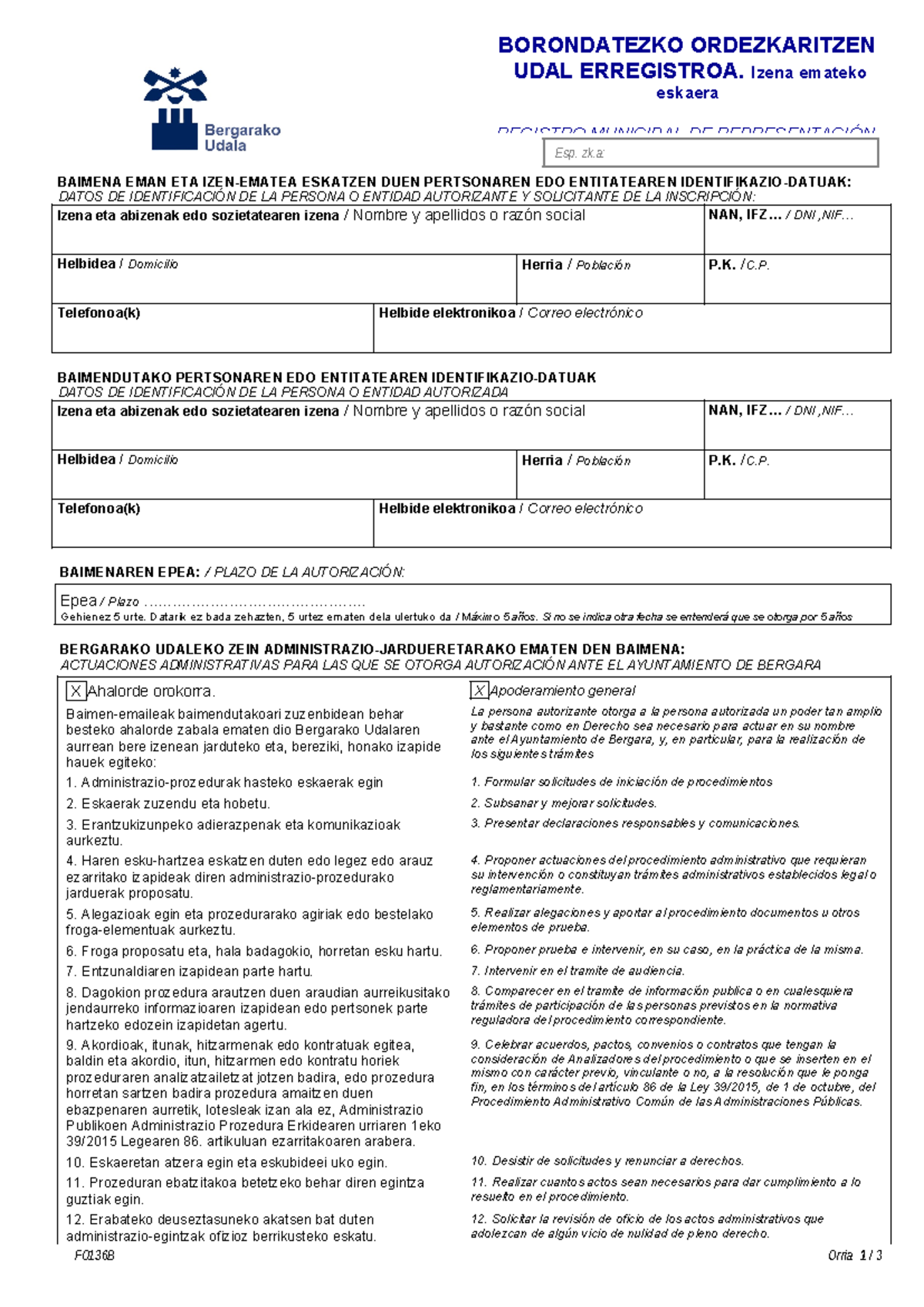 F0136bf ordezkaritza erreg-bil - BORONDATEZKO ORDEZKARITZEN UDAL ...