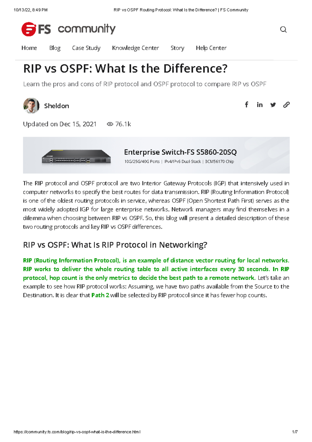 RIP vs OSPF Routing Protocol What Is the Difference FS Community