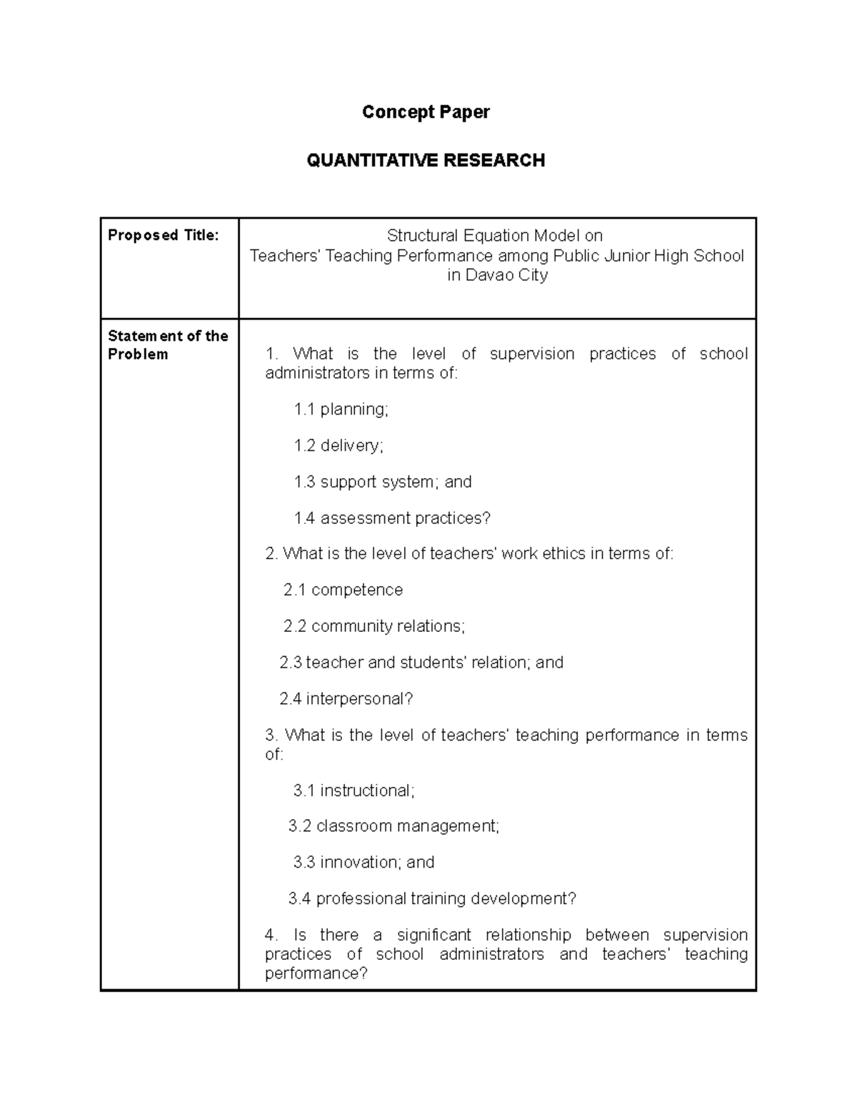 quantitative research title for grade 10 students