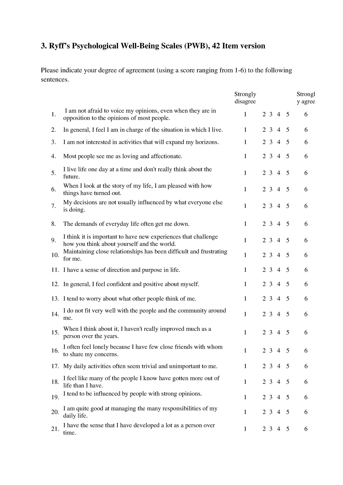 Ryff’s Psychological Well-Being Scales - 3. Ryff’s Psychological Well ...