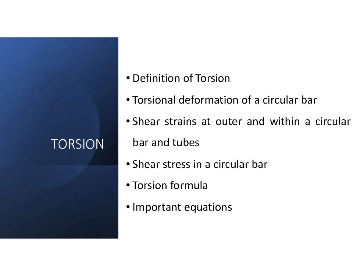 Torsion L7 2024 - Simple notes - TORSION Definition of Torsion ...