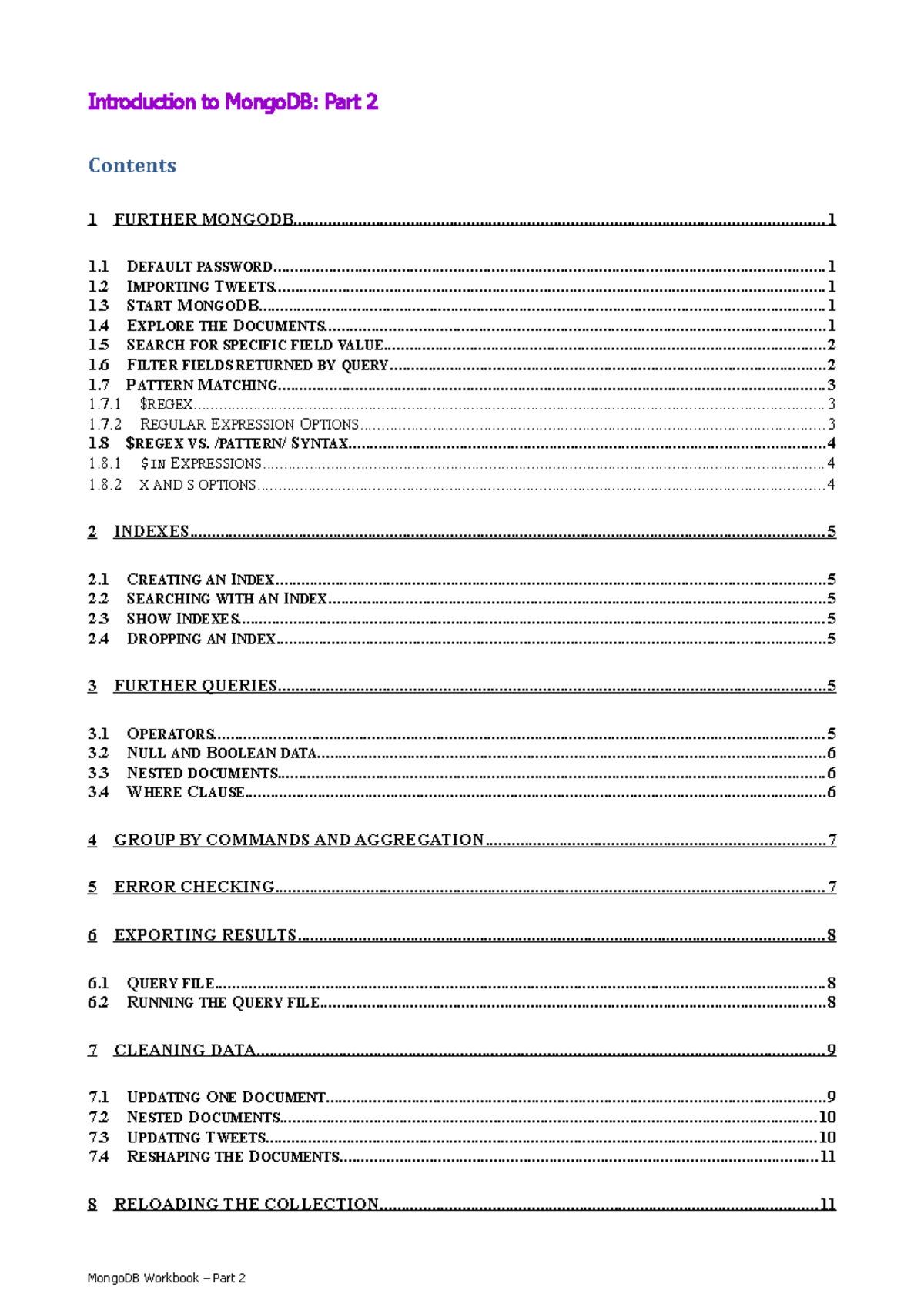 6CS030 Workshop 5 - First Assignment week 5 - Introduction to MongoDB ...