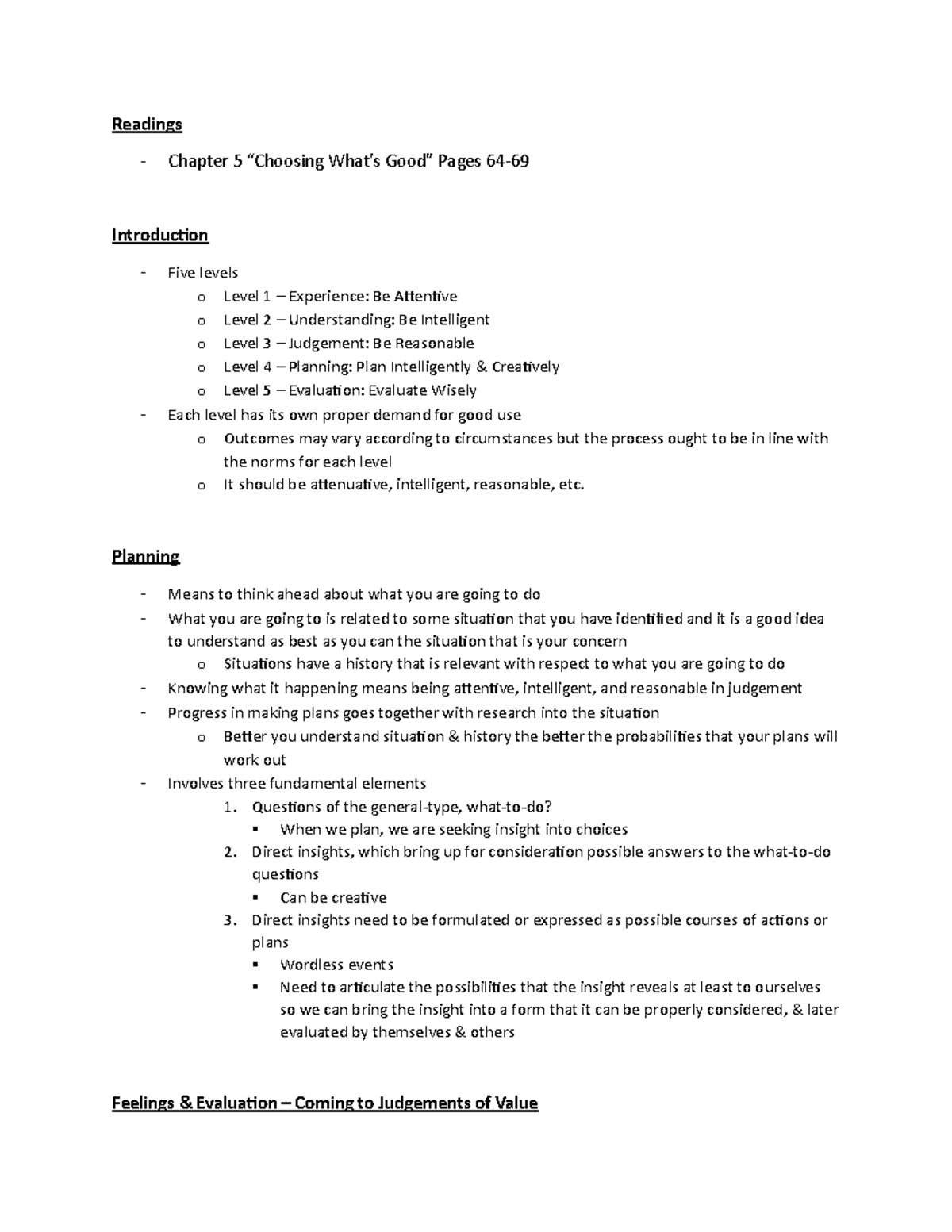 Unit 6 Complete Lecture Notes - Readings - Chapter 5 “Choosing What’s ...