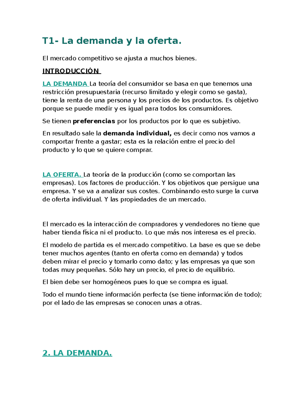 T1- Oferta Y Demanda - apuntes buenos completados en clase y con los ...
