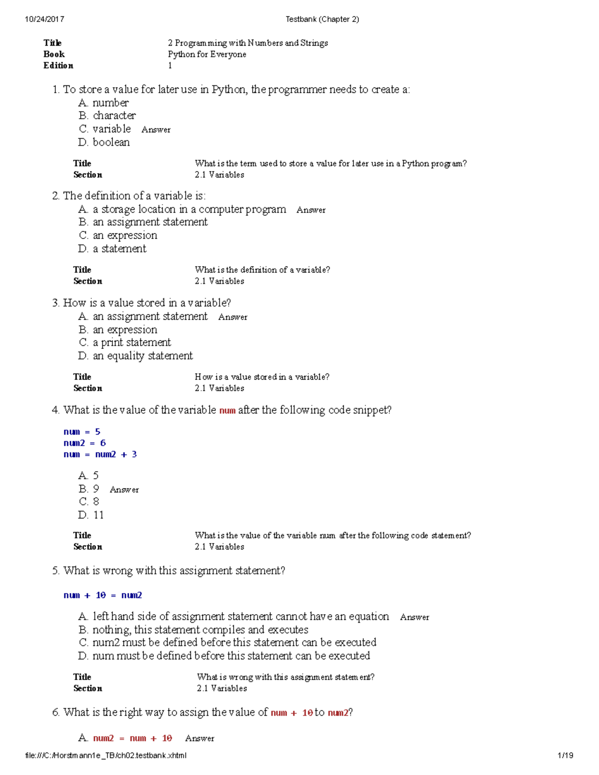 this is a past exam thing - Title 2 Programming with Numbers and ...