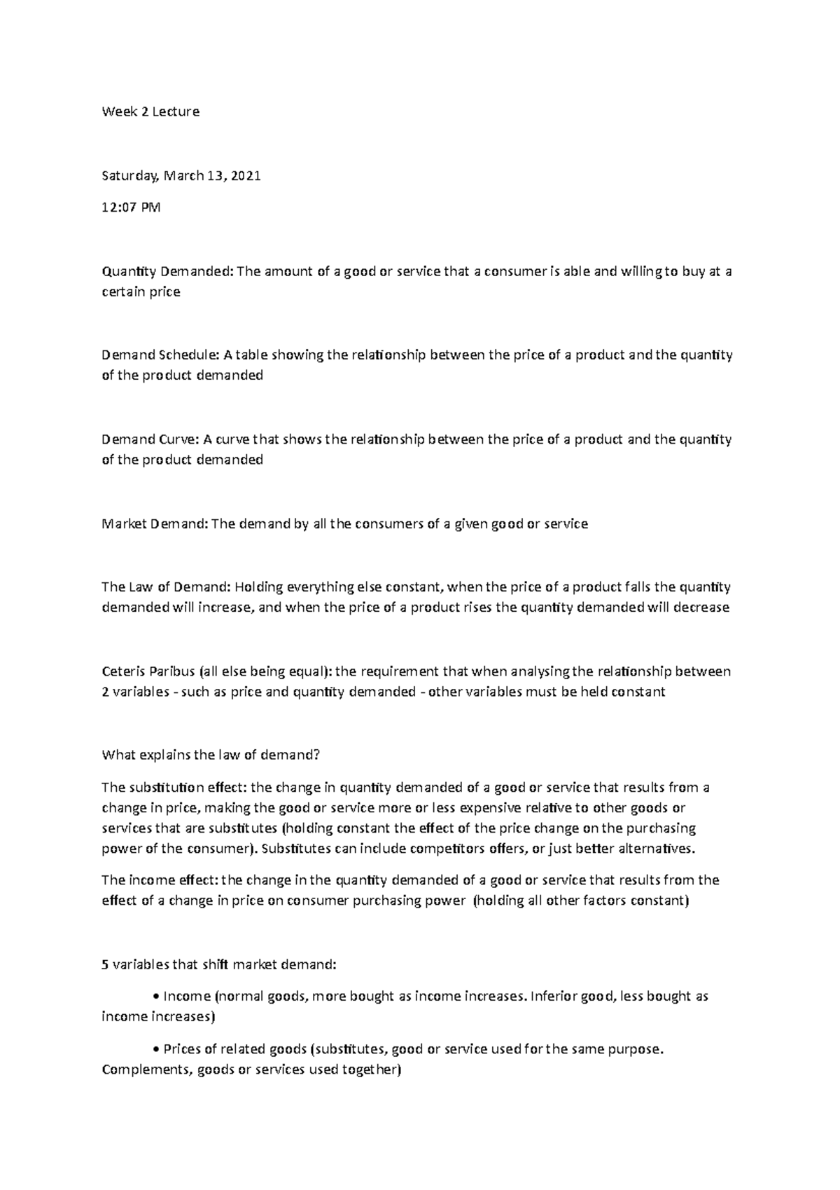 Eco lecture 2 notes - All relevant learning material for week 2 of ...