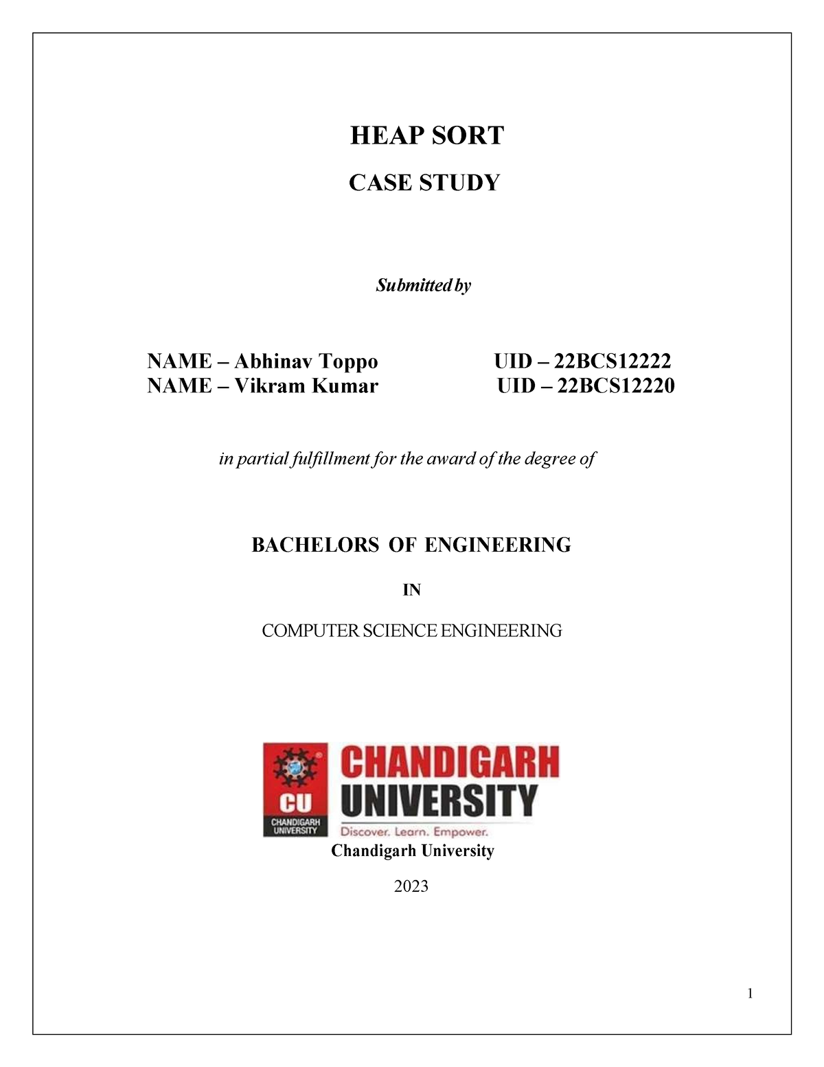 Heap Sort JAVA Case Study HEAP SORT CASE STUDY Submitted by NAME