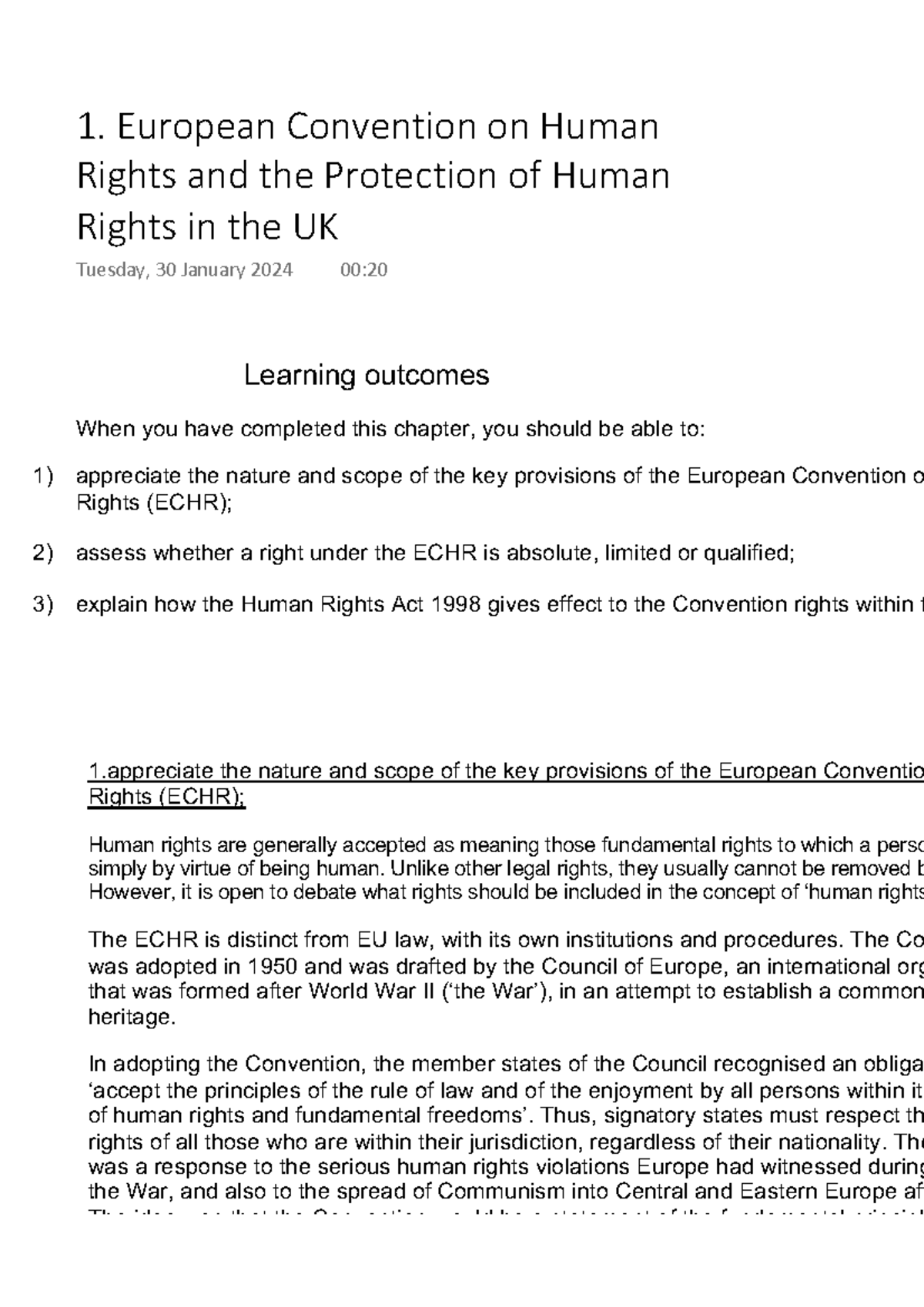 1. European Convention on Human Rights and the Protection of Human ...