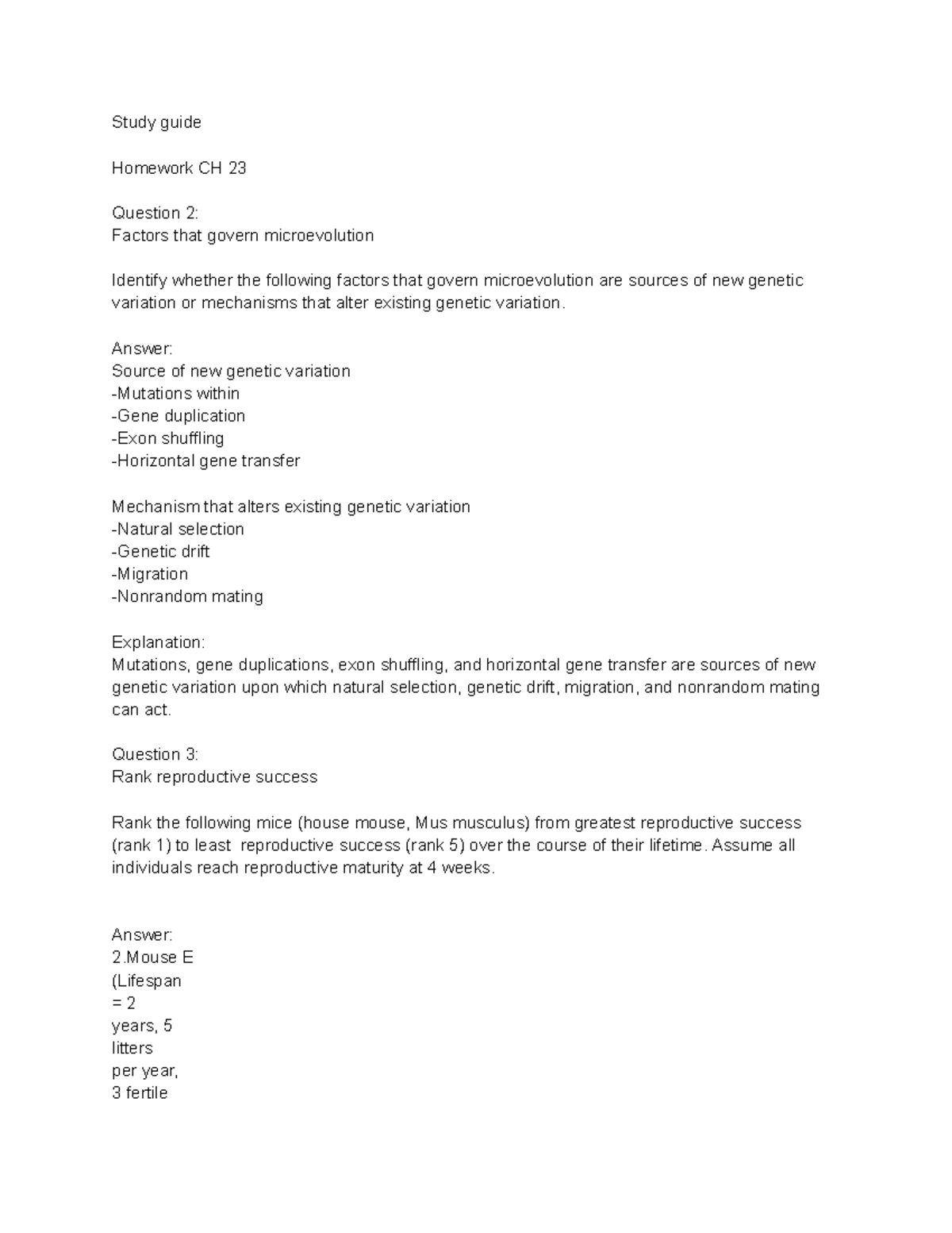 chapter 3 notes for practice - Study guide Homework CH 23 Question 2 ...