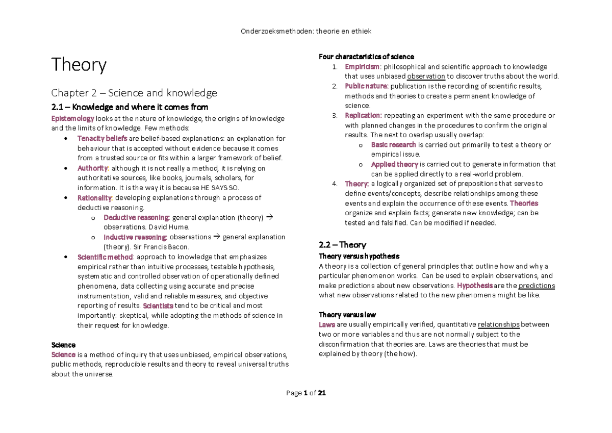 research methods theory summary