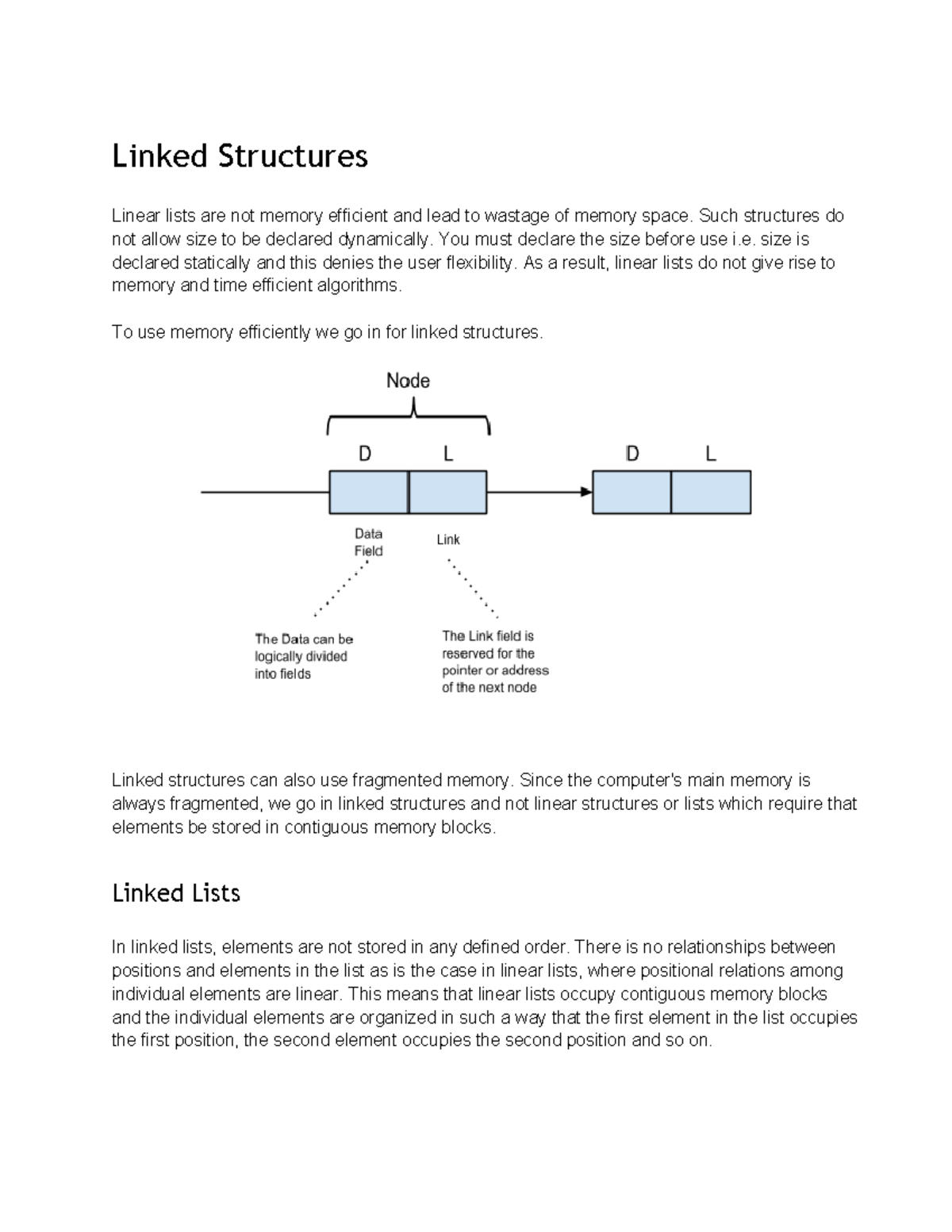 Linked Structures - Linked Structures - Studocu