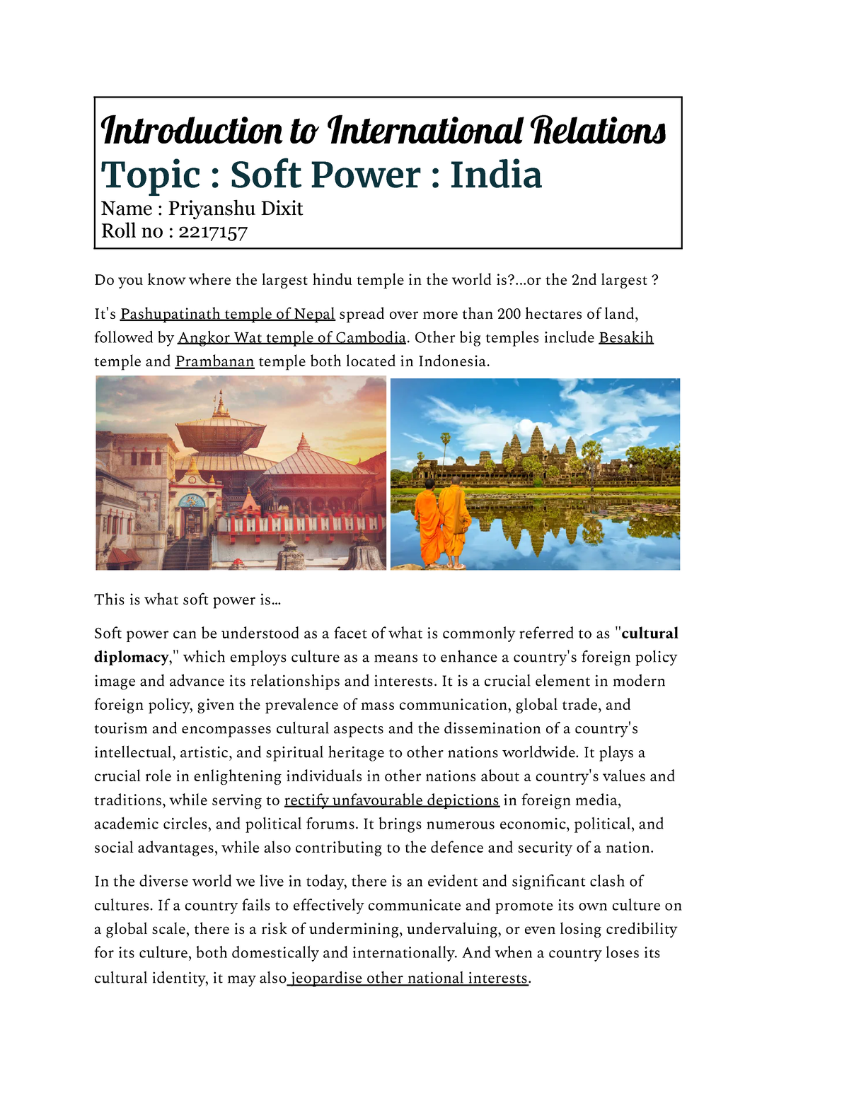 india's soft power essay