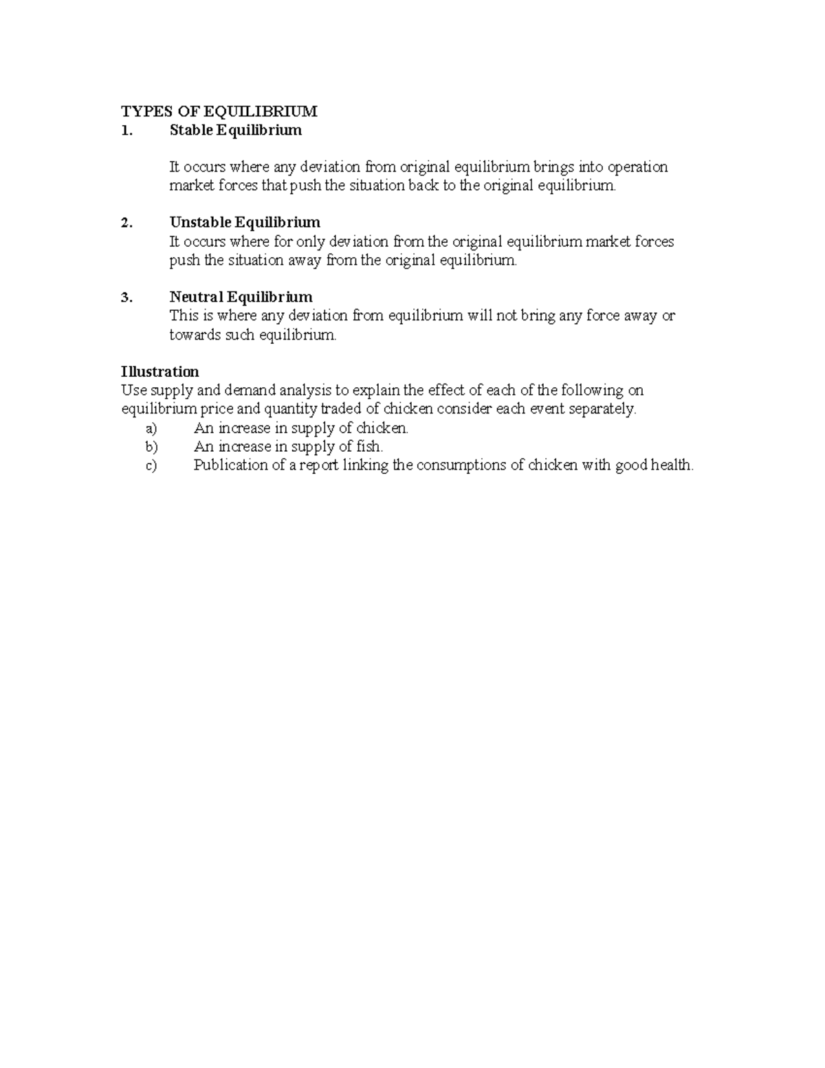 Types of Equilibrium - TYPES OF EQUILIBRIUM Stable Equilibrium It ...