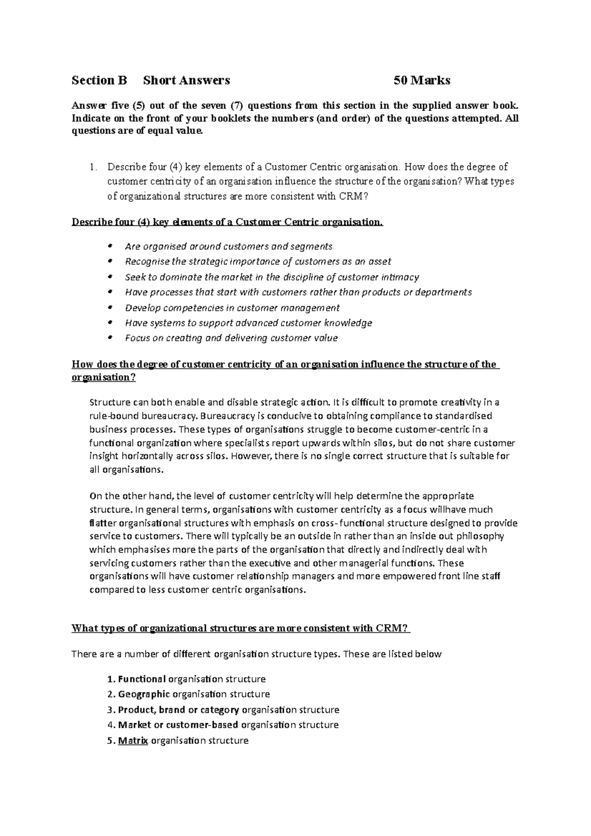 Sample/practice exam June 2012, answers - Section B Short Answers 50 ...