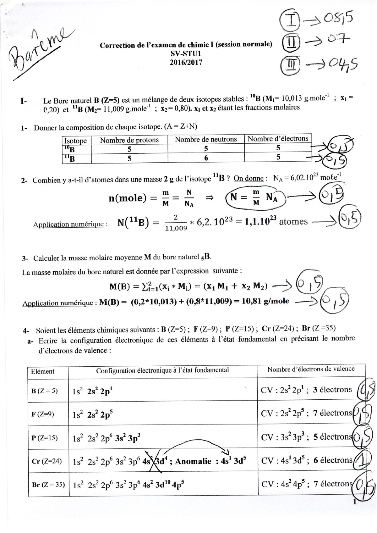 Chimie Generale Session 1 2016 17 - Chimie Organique Générale - Studocu