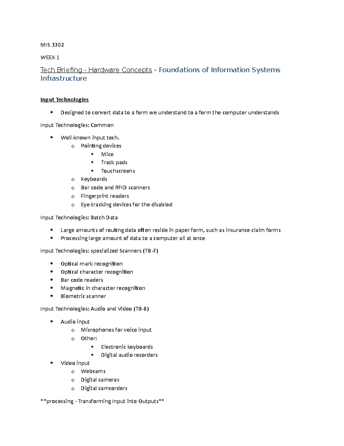 Tech Briefing Foundations of Information Systems Infrastructure