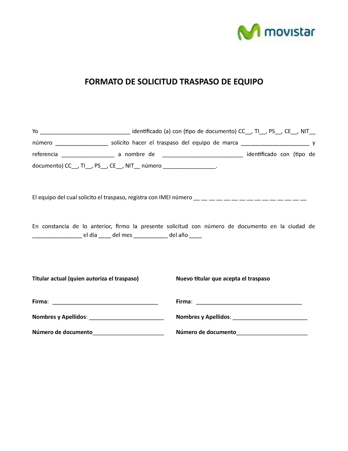 Carta solicitud traspaso equipo - FORMATO DE SOLICITUD TRASPASO DE EQUIPO  Yo - Studocu