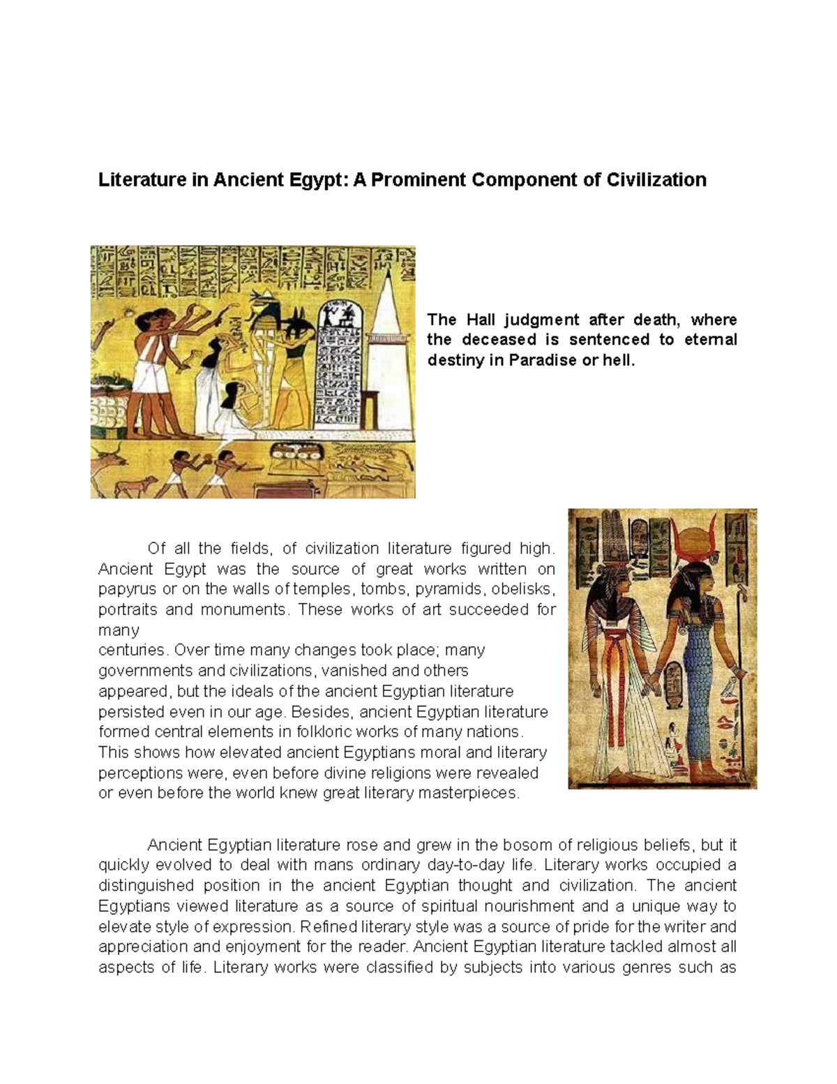 Literature In Ancient Egypt- A Prominent Component Of Civilization - Of ...