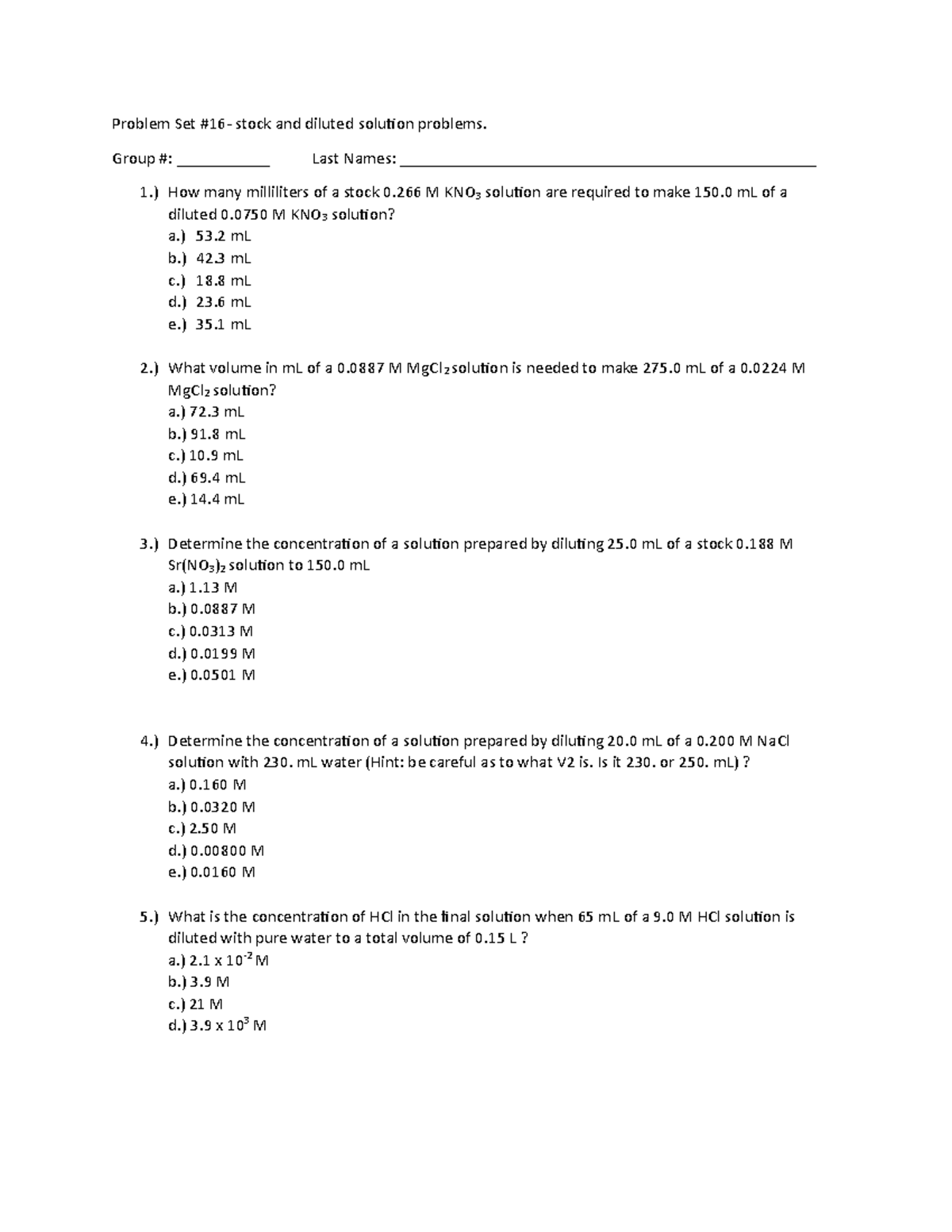Problem+Set+%2316 - Practice problems sets for chemistry - Problem Set ...