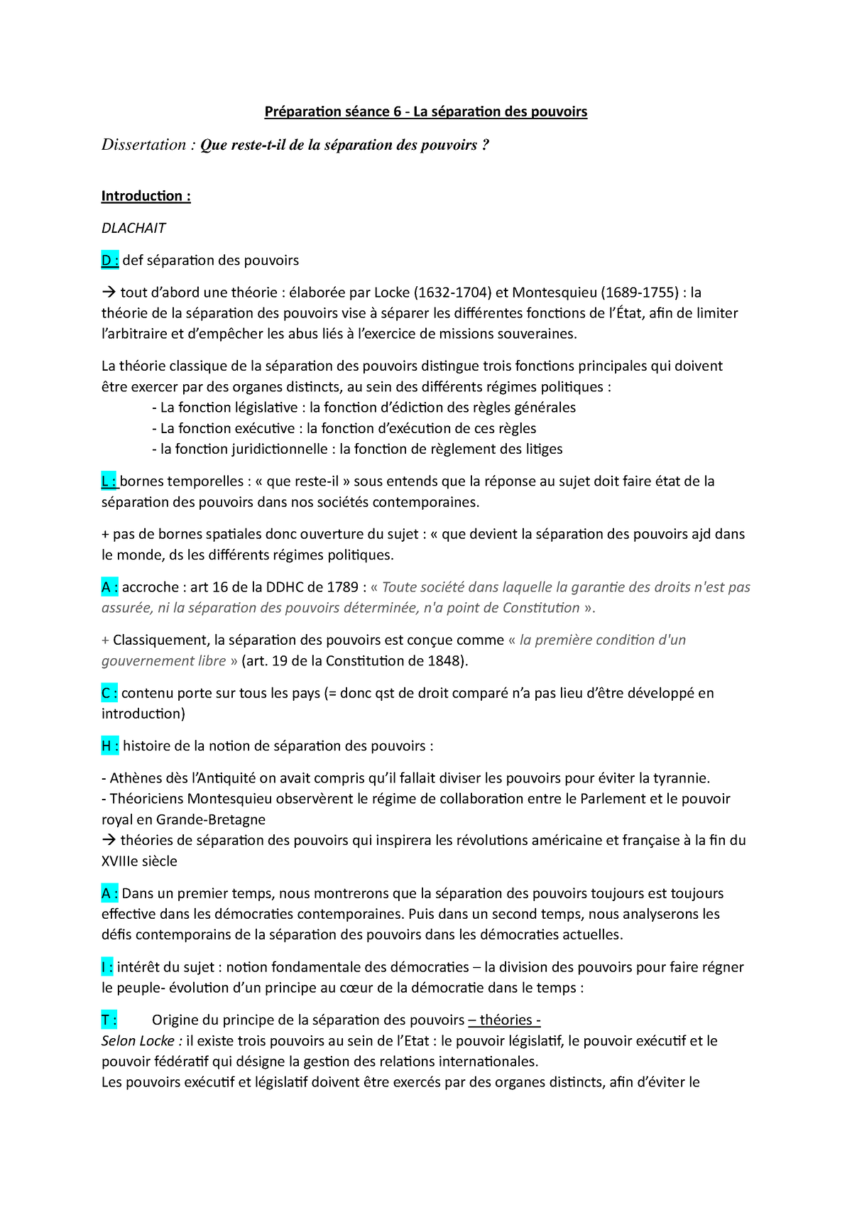 plan dissertation sur la separation des pouvoirs