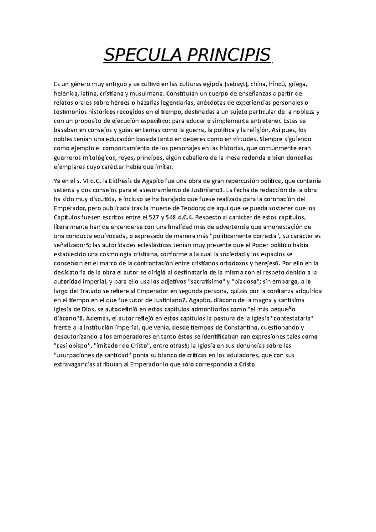 Specula Principis Nota 9 SPECULA PRINCIPIS Es un género muy