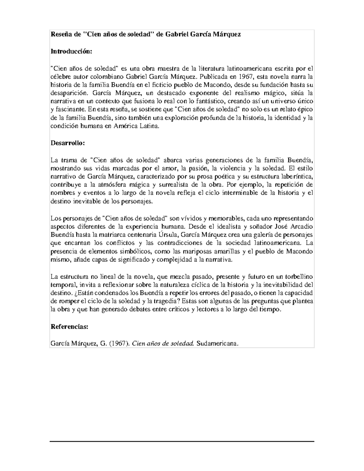 Ejemplos DE Reseñas Introd y Desarrollo - Reseña de 