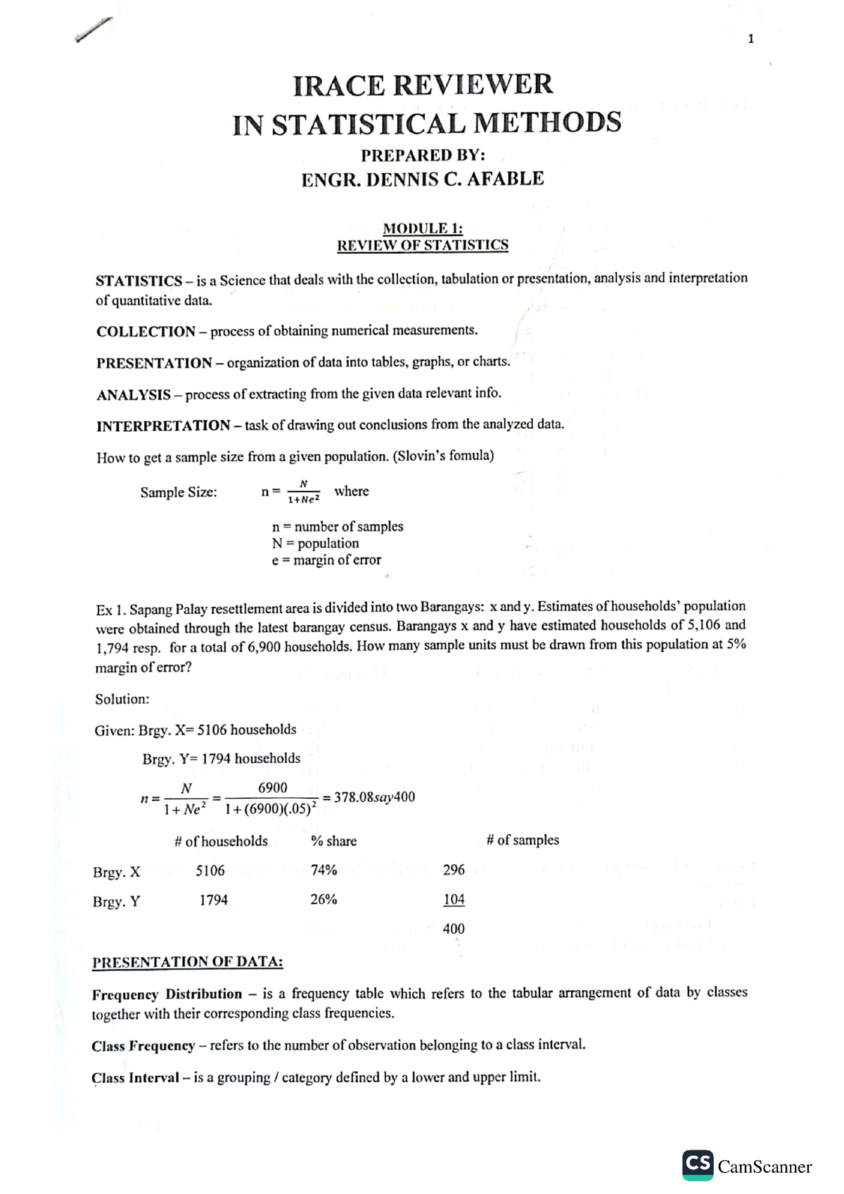 Statistic - Lecture Notes In Stat - BS Secondary Education Major In ...