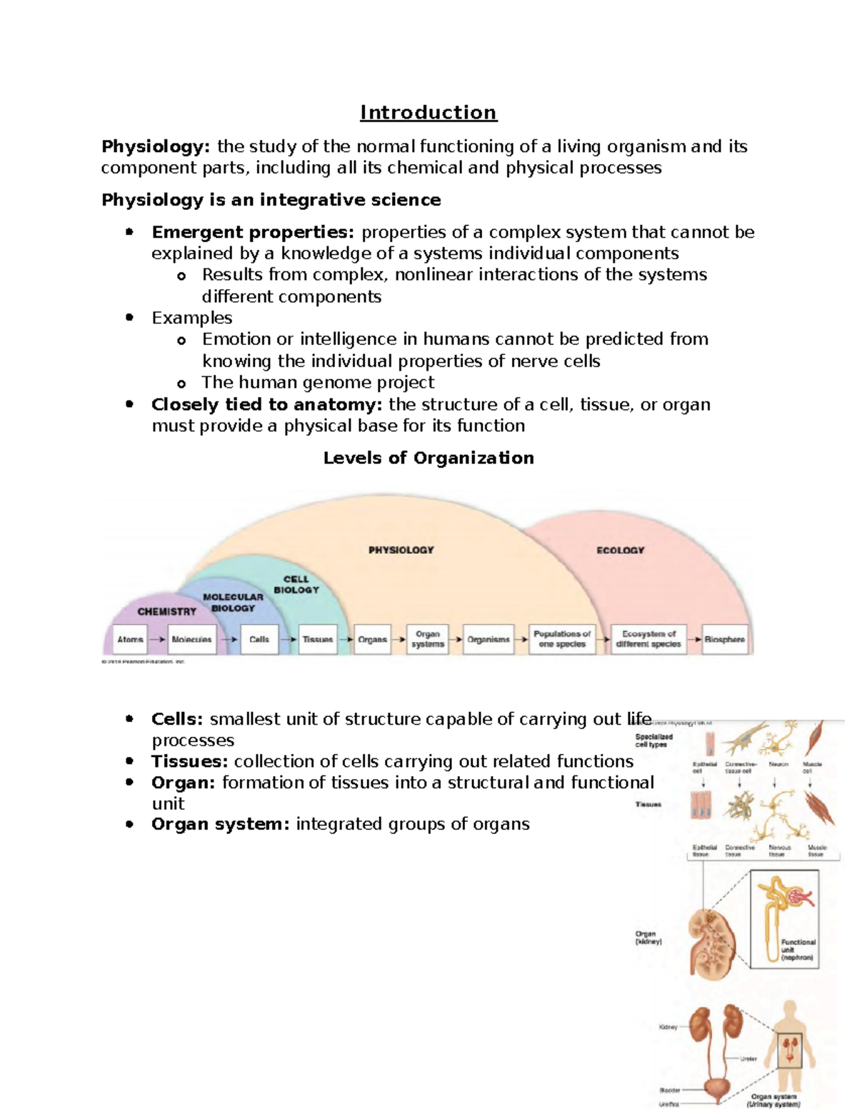 BMSC 207 notes - Introduction Physiology: the study of the normal ...