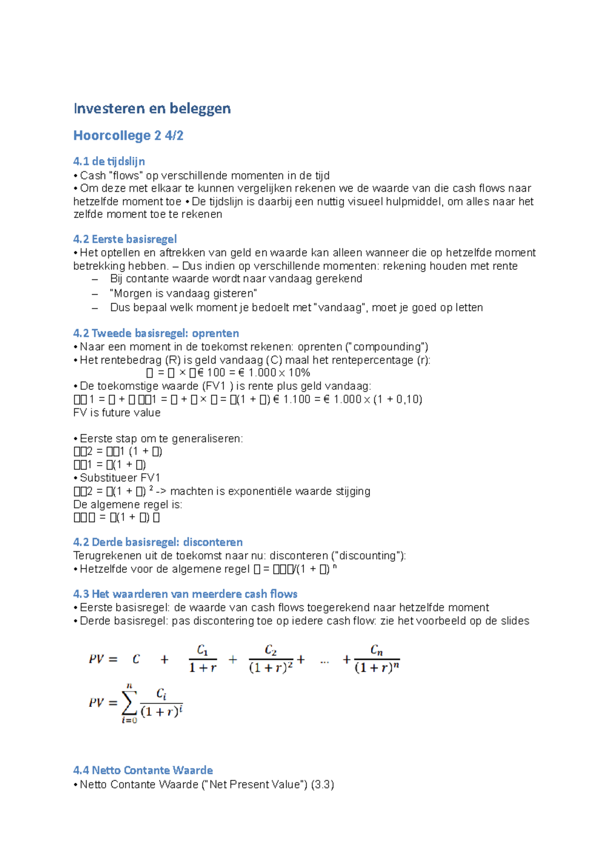 Investeren En Beleggen HC2 - Investeren En Beleggen Hoorcollege 2 4/ 4 ...