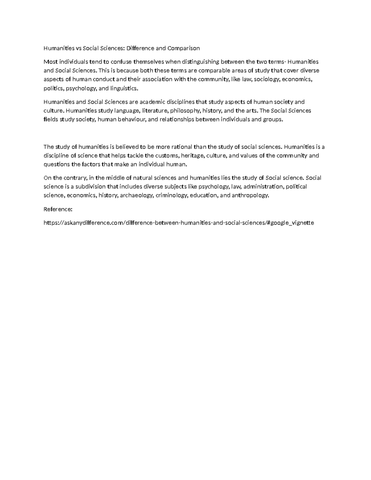 Humanities vs Social Sciences - This is because both these terms are ...