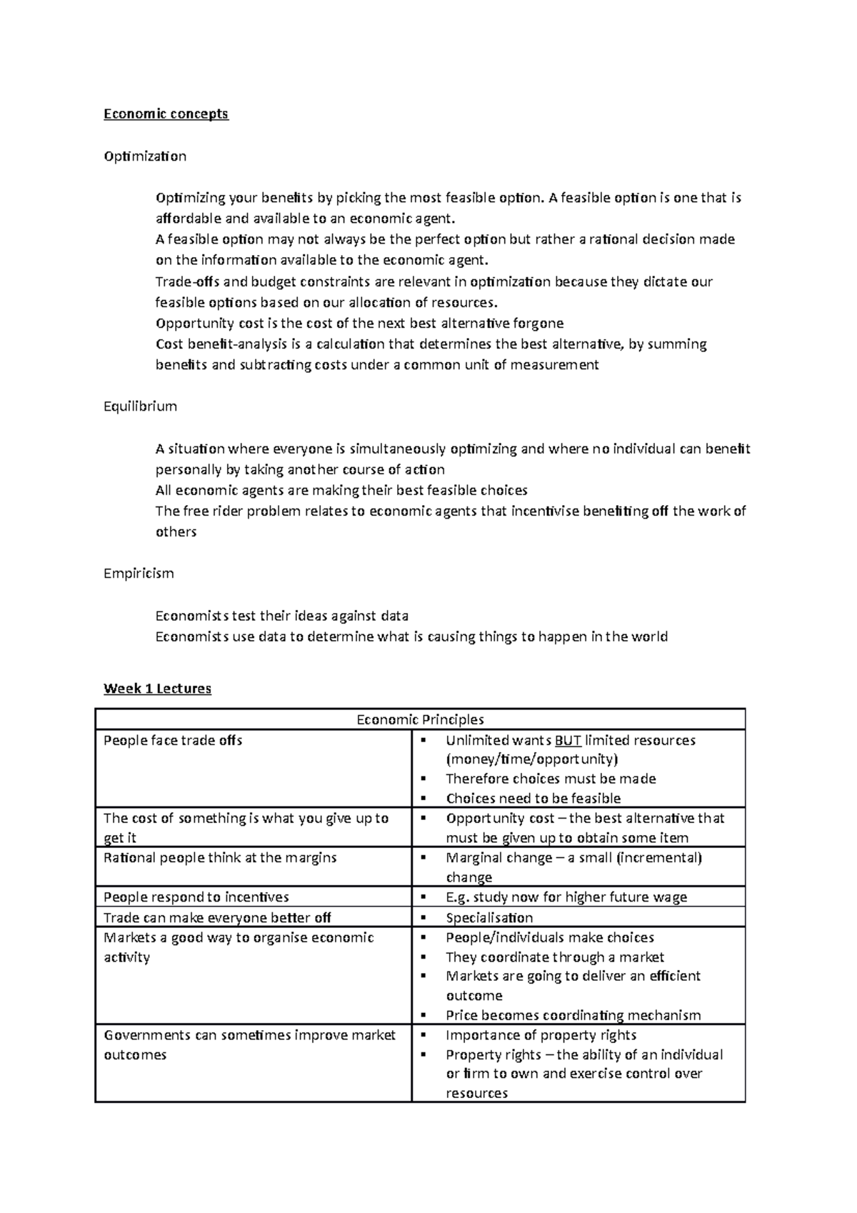 Microeconomics 1 - Lecture notes 1-5 - Economic concepts Optimization ...